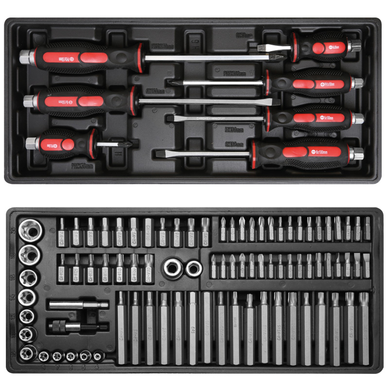 Carucior pentru scule KRAFTMANN, 7 sertare, cu 197 scule - imagine 6