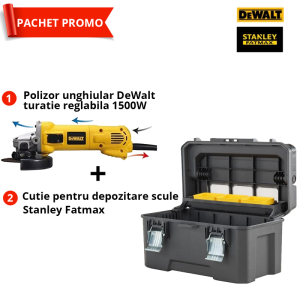 Pachet PROMO DeWalt: Polizor DWE4257 + Cutie Stanley FatMax FMST1-75792