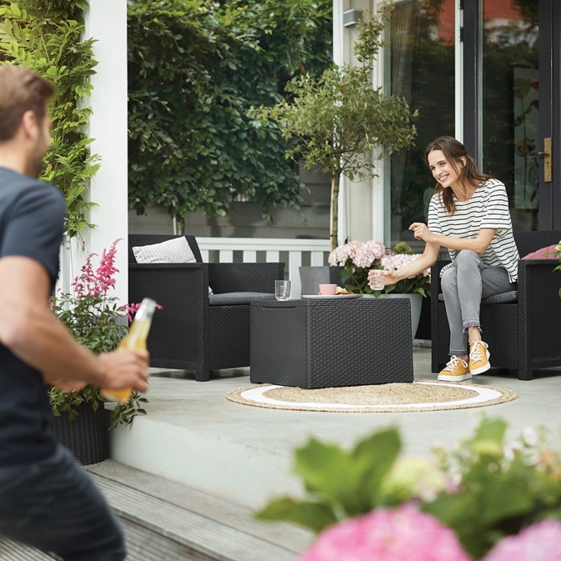 Set mobilier gradina 2 locuri si masa cu spatiu depozitare grafit Keter Emma - imagine 8