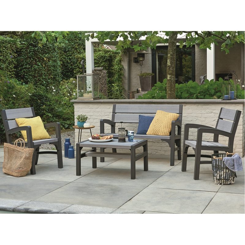 Set mobilier gradina gri-maroniu Keter Montero - imagine 4
