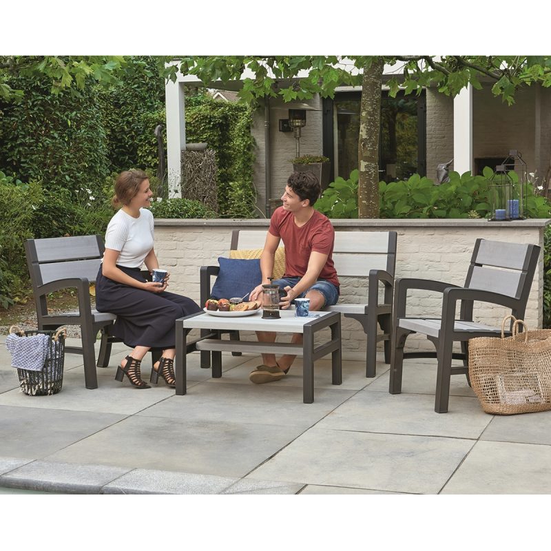 Set mobilier gradina gri-maroniu Keter Montero - imagine 5