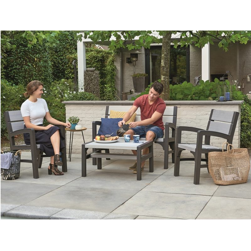 Set mobilier gradina gri-maroniu Keter Montero - imagine 6