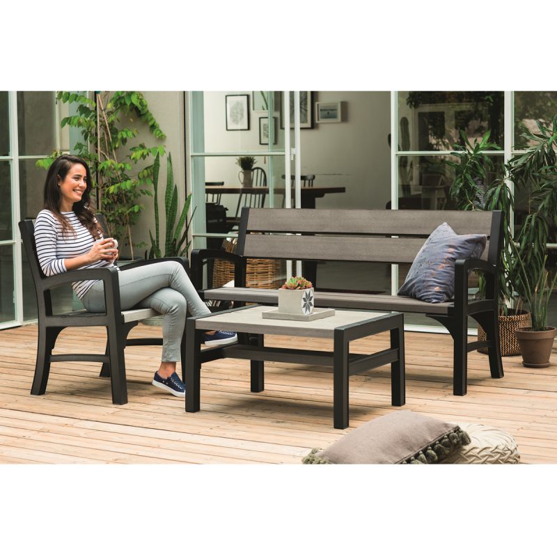Set mobilier gradina gri-maroniu Keter Montero - imagine 7