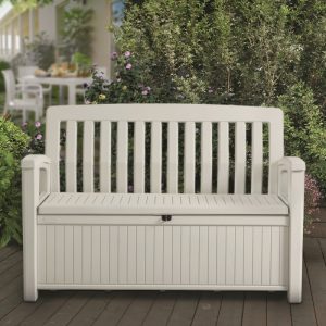 Banca cu lada depozitare alb Keter Patio