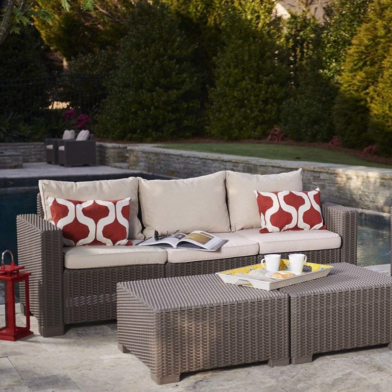Canapea cu 3 locuri cappuccino Keter California - imagine 4