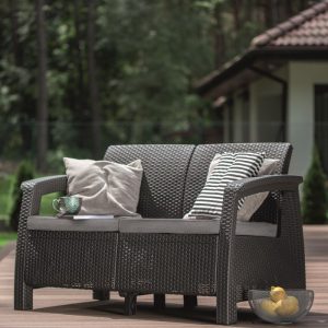 Canapea gradina Keter Corfu Love Seat 2 locuri gri