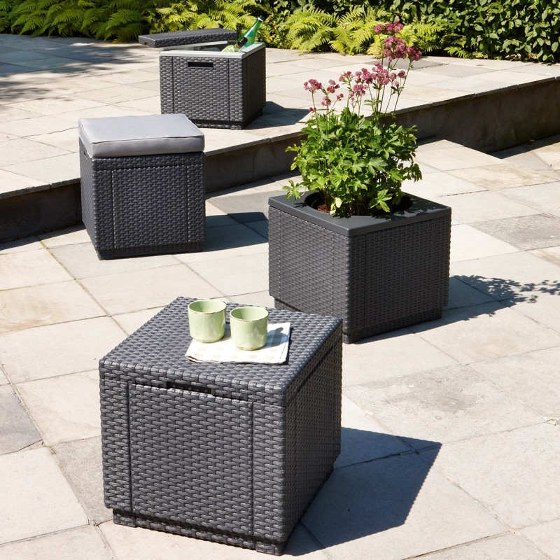 Cutie depozitare gradina tip scaun patrata graphite Keter Cube - imagine 4