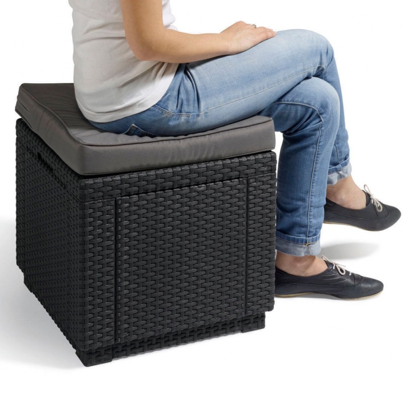 Cutie depozitare gradina tip scaun patrata graphite Keter Cube - imagine 5