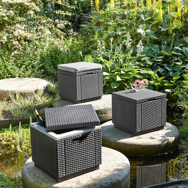 Cutie depozitare gradina tip scaun patrata graphite Keter Cube - imagine 6