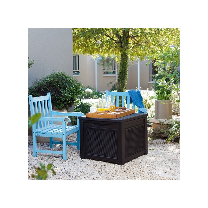 Cutie depozitare patrata tip scaun maro Keter Cube 208 L - imagine 3
