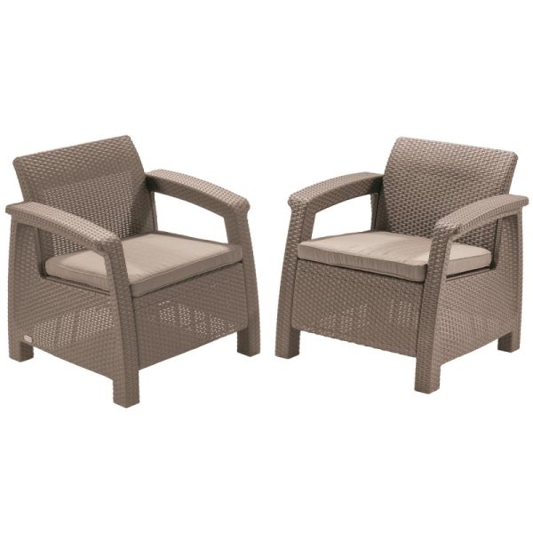 Set 2 fotolii gradina cappuccino Keter Corfu Duo
