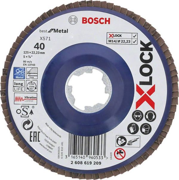 Bosch Discuri de slefuire evantai X-LOCK, versiunea dreapta, placa din plastic, D125