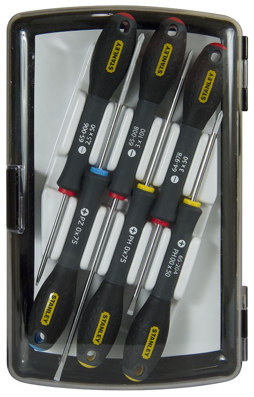 Stanley 0-65-492 Set 6 surubelnite FATMAX precizie: dreapta, PZ, PH, cutie de depozitare, transport