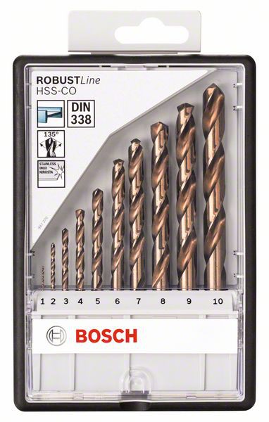 Bosch Set 10 burghie Robust Line pentru metal HSS-Co, D1-10mm - imagine 2