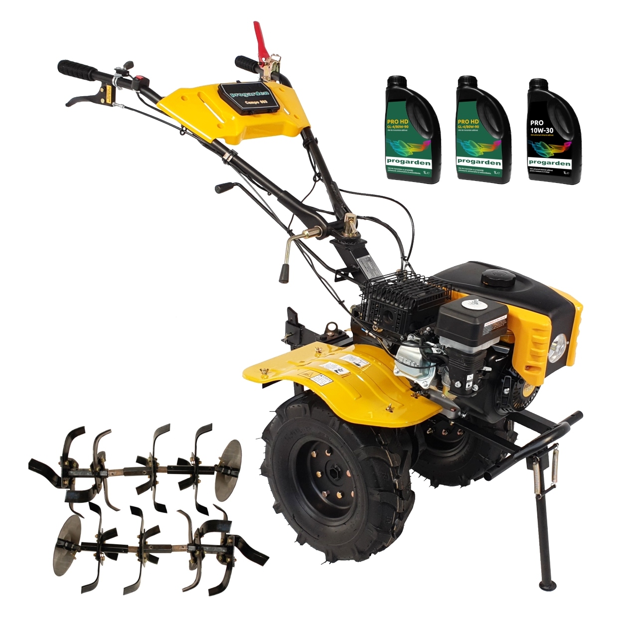 ProGARDEN Pachet motocultor Campo 803, benzina, 7.5CP, 2+1 trepte, 2+1+1 freze, ulei motor si transmisie incluse