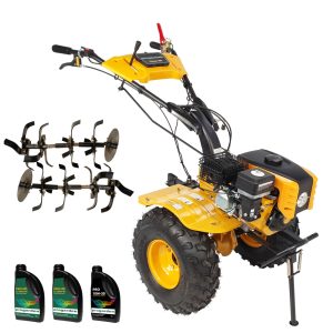 ProGARDEN Pachet motocultor Campo 853, benzina, 7.5CP, 2+1 trepte, roti atv, manicot rulment, ulei motor si transmisie incluse