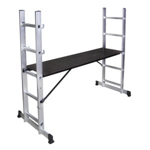 Schela cu scara dubla Bisonte STR0505 aluminiu h 1.4 m, L 1.6 m