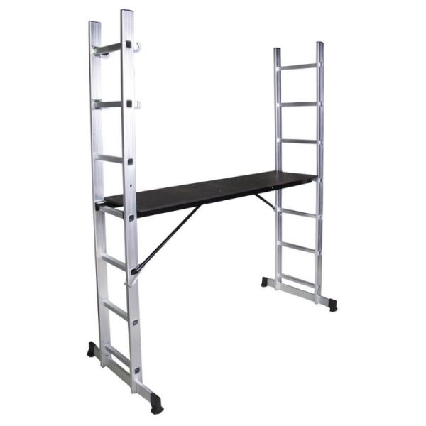 Schela cu scara dubla Bisonte STR0507 aluminiu h 1.96 m, L 1.60m