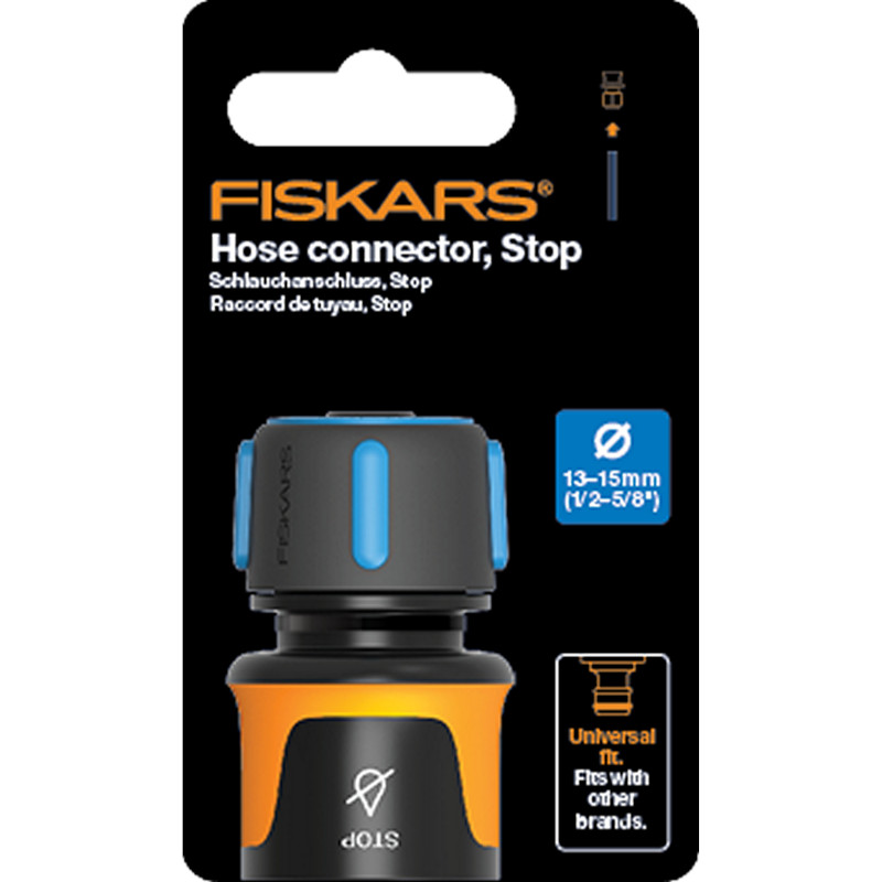 Conector furtun STOP 13-15 mm (1/2-5/8"), Fiskars, din plastic - imagine 2